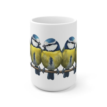 Blaumeisen Tasse Vögel auf einem Ast Vogelmotiv für Vogelbeobachter und Vogelfreunde