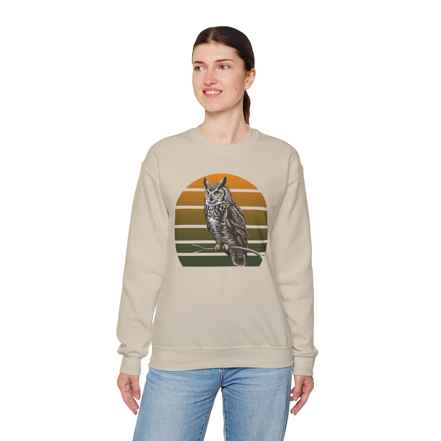Great Horned Owl Sweatshirt | Unisex Bird of Prey Crewneck | Owl Lover & Birder Gift