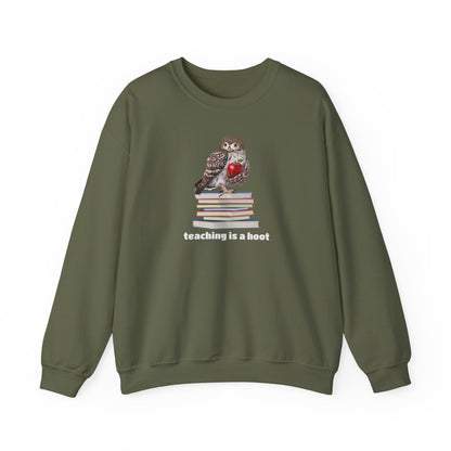 Cute Owl on Books Teacher Sweatshirt – Teaching is a Hoot – Cozy Back to School Aesthetic