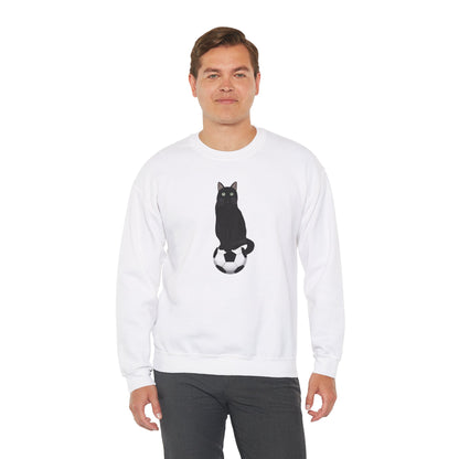 Black Cat with Soccer Cat Lover Sweatshirt