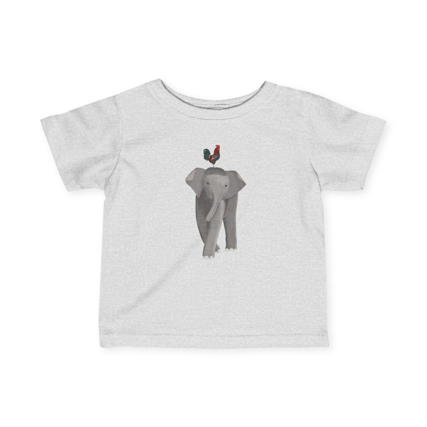 Elephant with Rooster Bird Baby & Toddler T-Shirt