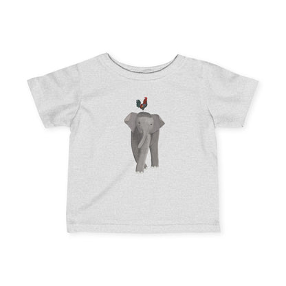 Elephant with Rooster Bird Baby & Toddler T-Shirt