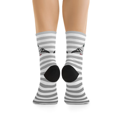 Pigeon Stripes Grey White Birding & Birdwatching Bird Socks