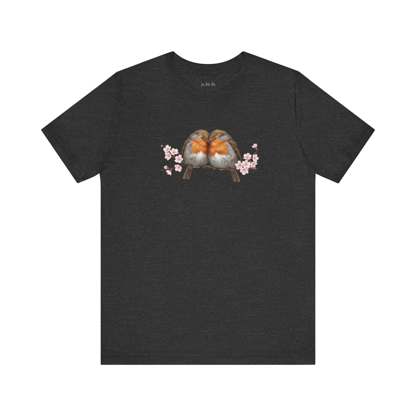 "Lovebirds" Robins T-Shirt – Floral Bird Lover Gift for Valentine's Day