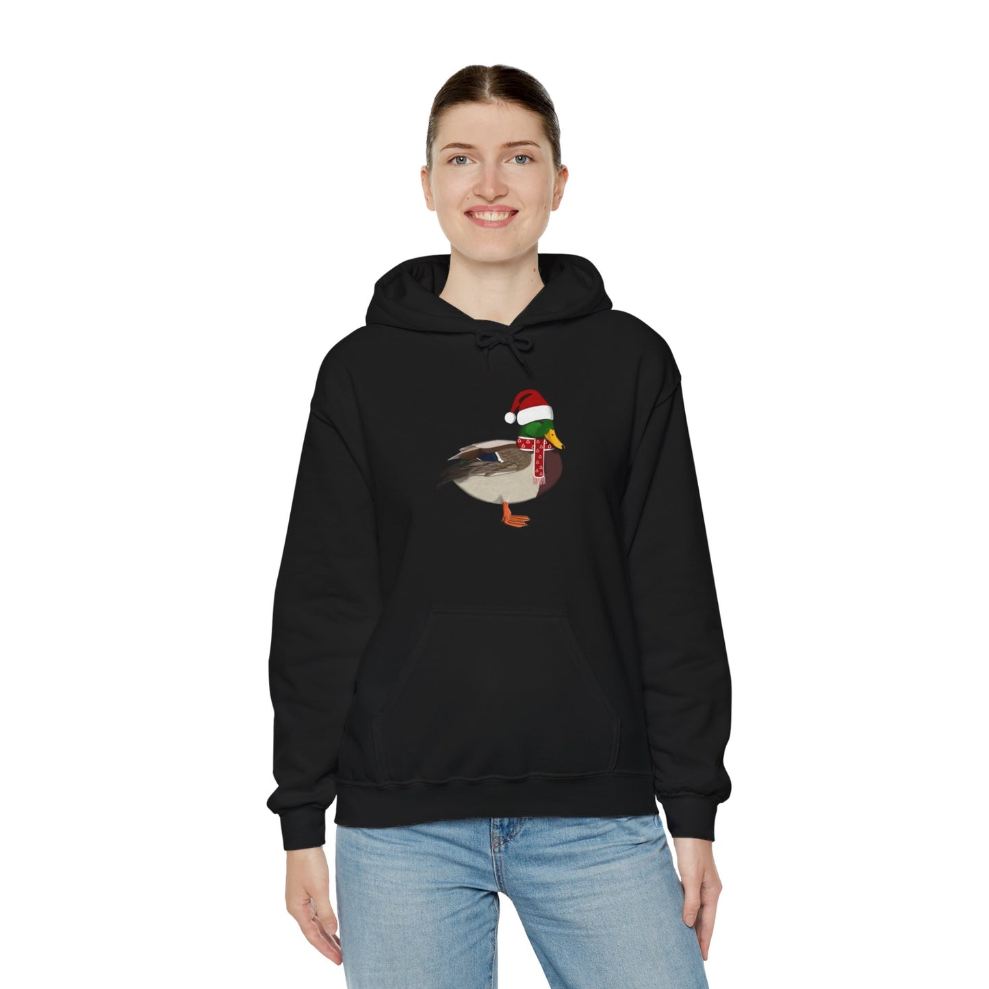 Mallard Christmas Bird with Santa Hat Birdwatcher Birdlover Hoodie