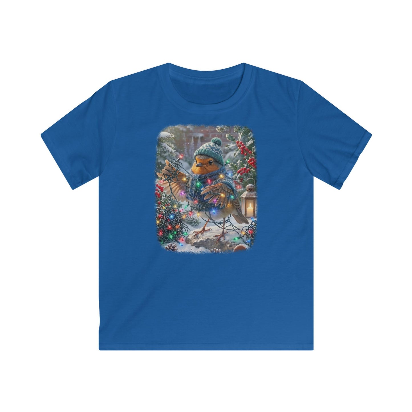 Premium Kinder T-Shirt Rosi Rotkehlchen und die Lichterkette im Garten