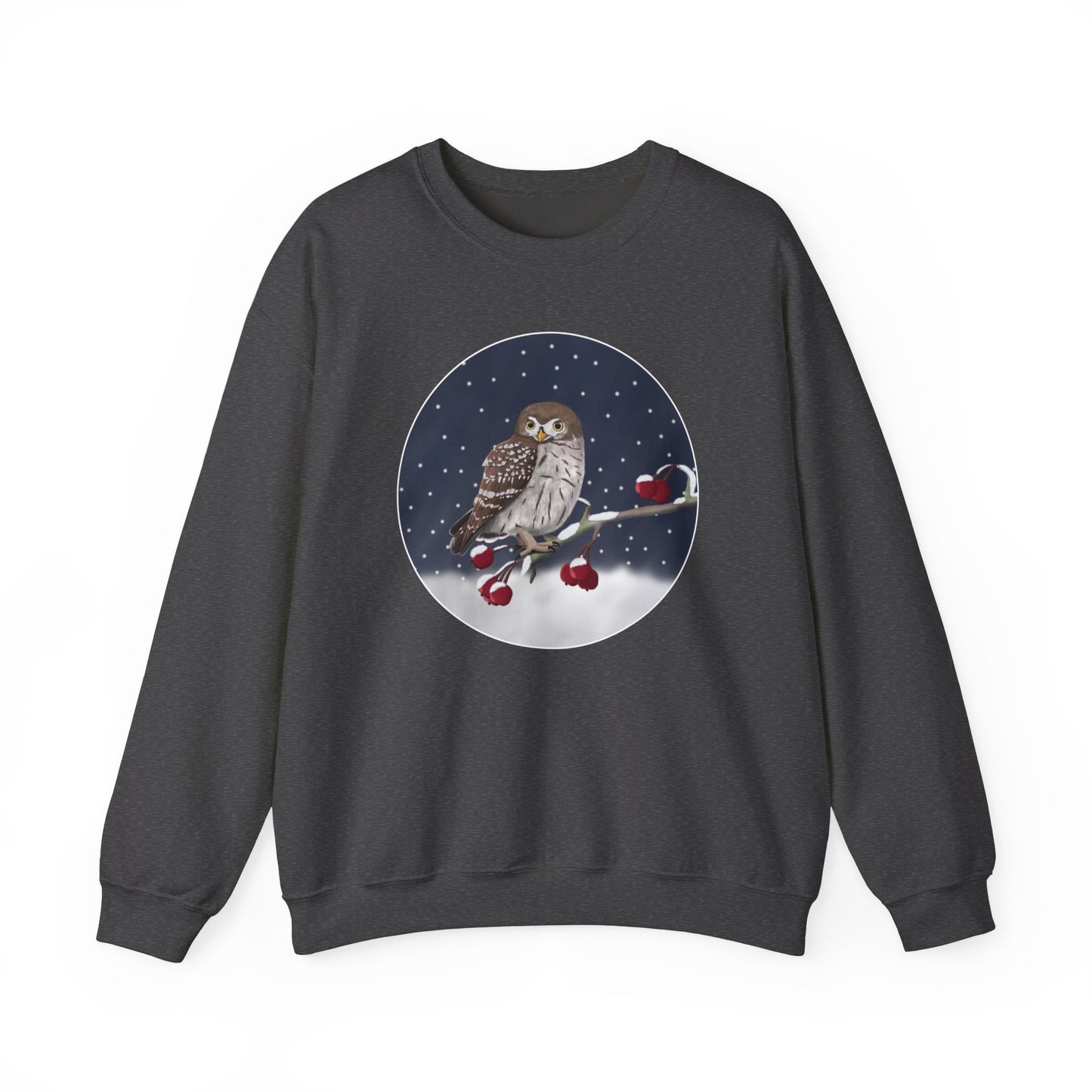 Owl on a Winter Branch Birdwatcher Christmas Bird Sweatshirt