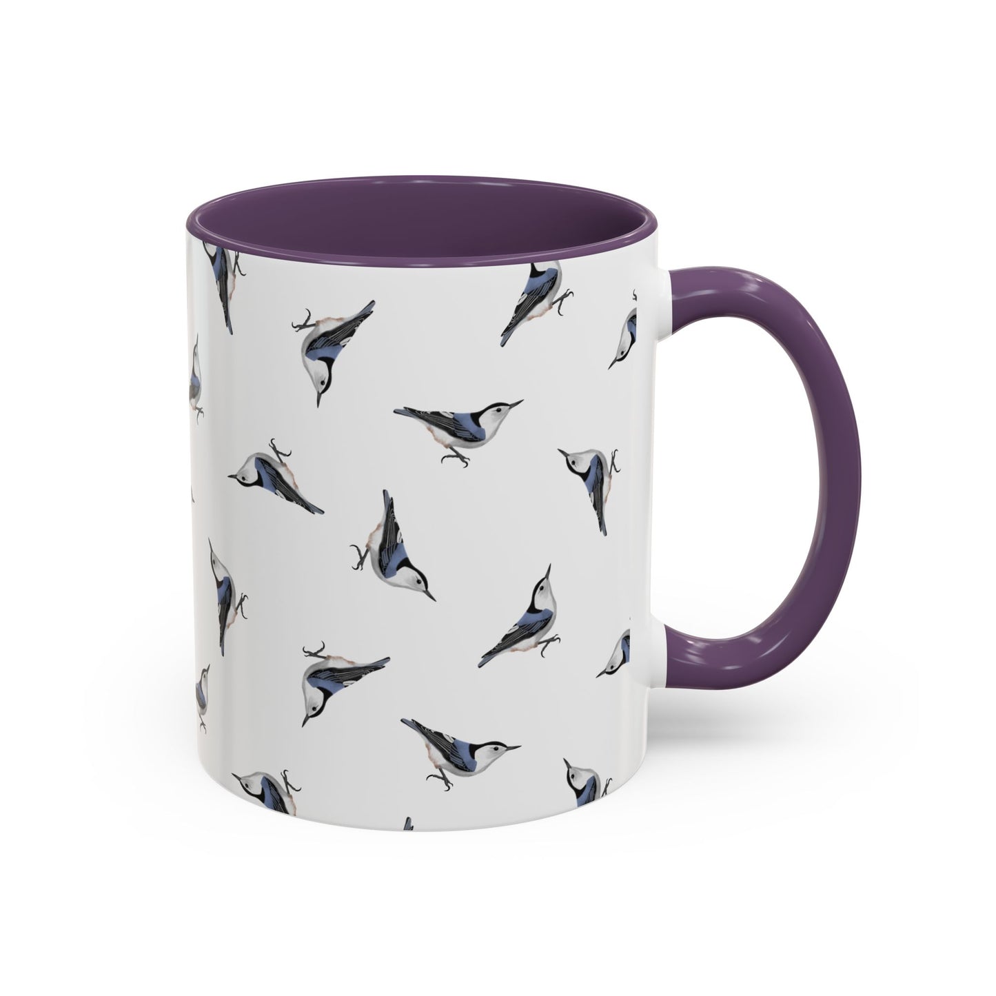 Nuthatch All-Over Pattern Accent Mug | Colorful Bird Lover Gift for Birdwatchers