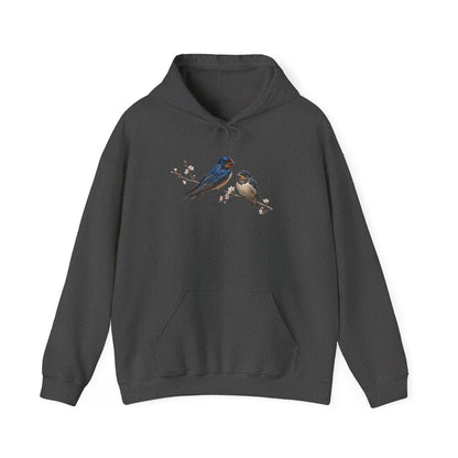 Barn Swallow with Fledgling Hoodie Bird Lover & Bird Watcher | Unisex Sweater | Gift for Bird Lovers