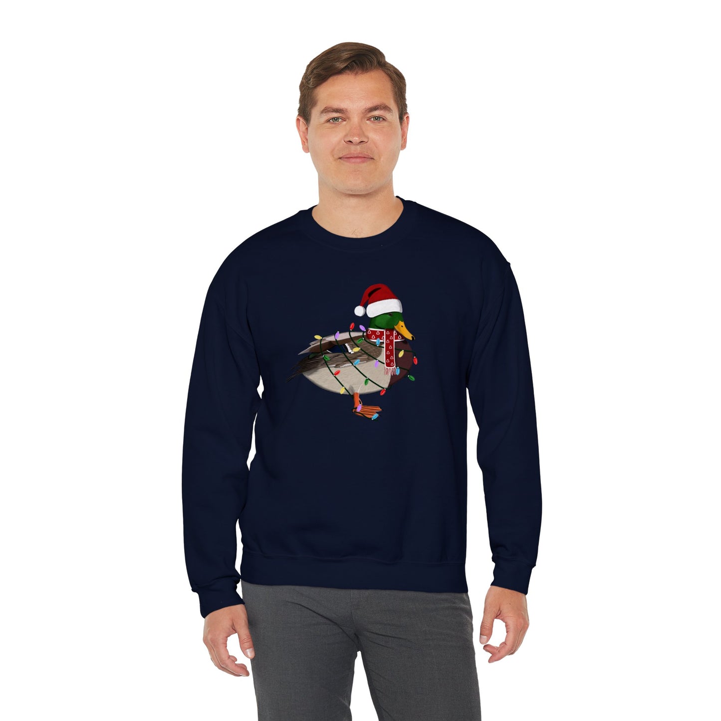 Mallard with Fairy Lights Santa Claus Christmas Bird Sweatshirt