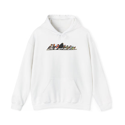Vögel auf einem Ast Hoodie - Amsel Rotkehlchen Kohlmeise Stieglitz Kapuzenpullover für Vogelbeobachter & Naturliebhaber