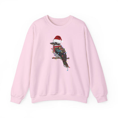 Kookaburra with Fairy Lights Santa Claus Christmas Bird Sweatshirt