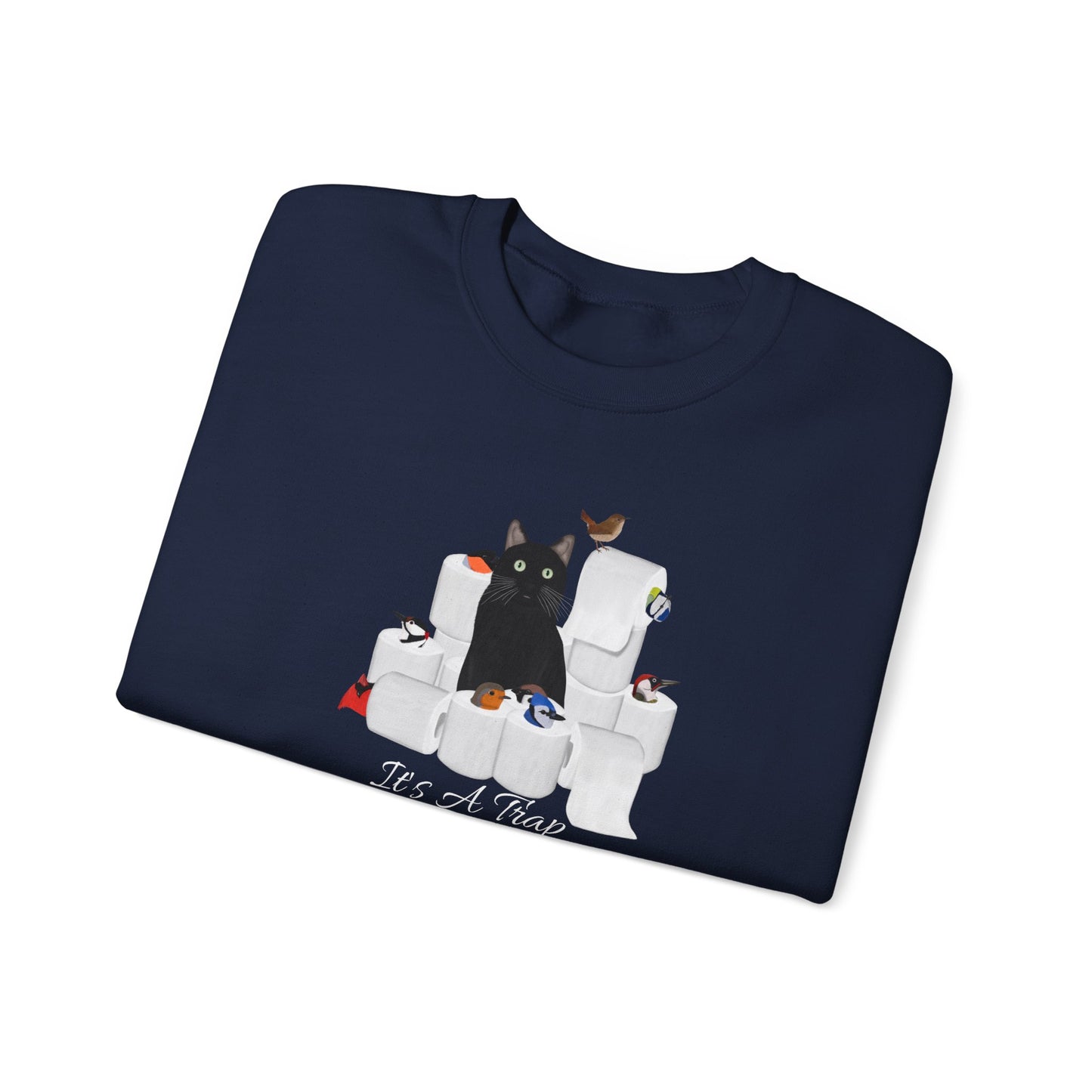 Black Cat with Birds and Toilet Paper Cat Lover Sweatshirt