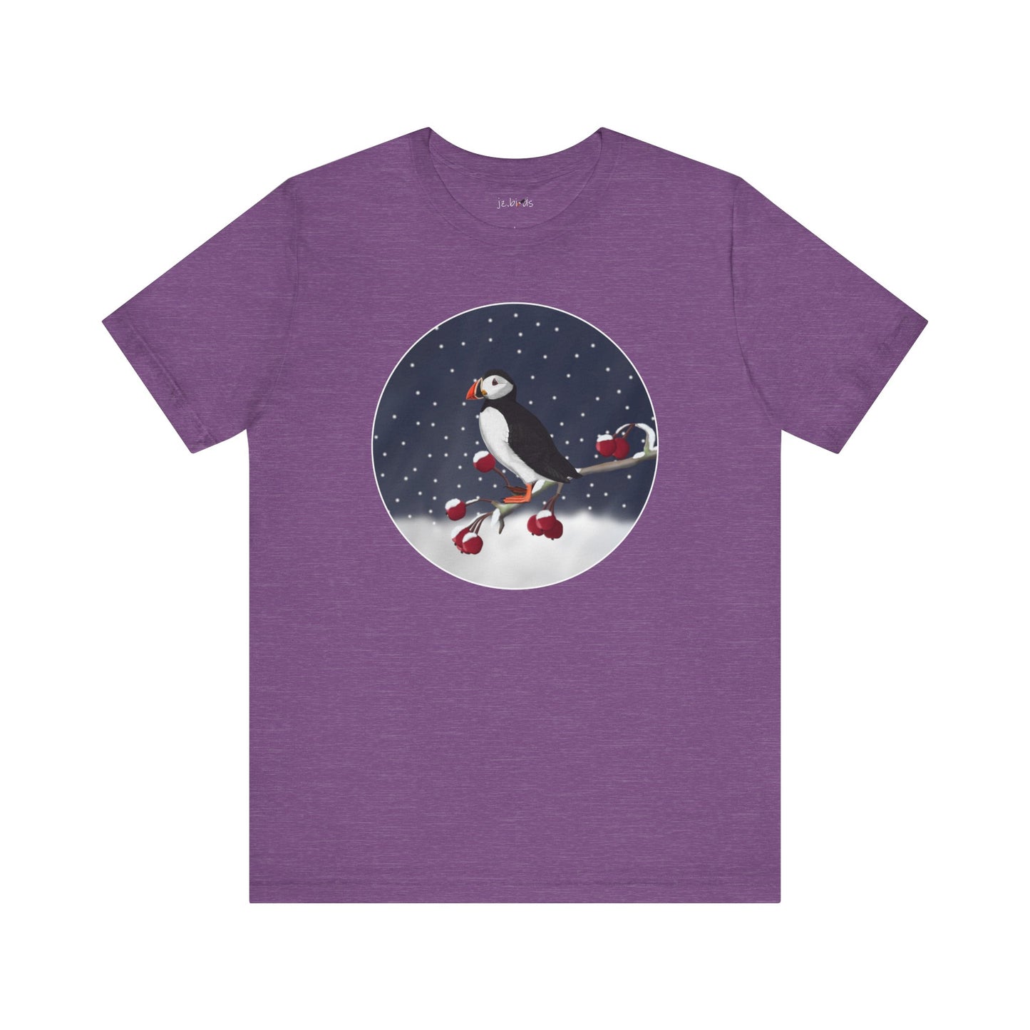 Puffin on a Winter Branch Birdwatcher Christmas Bird T-Shirt