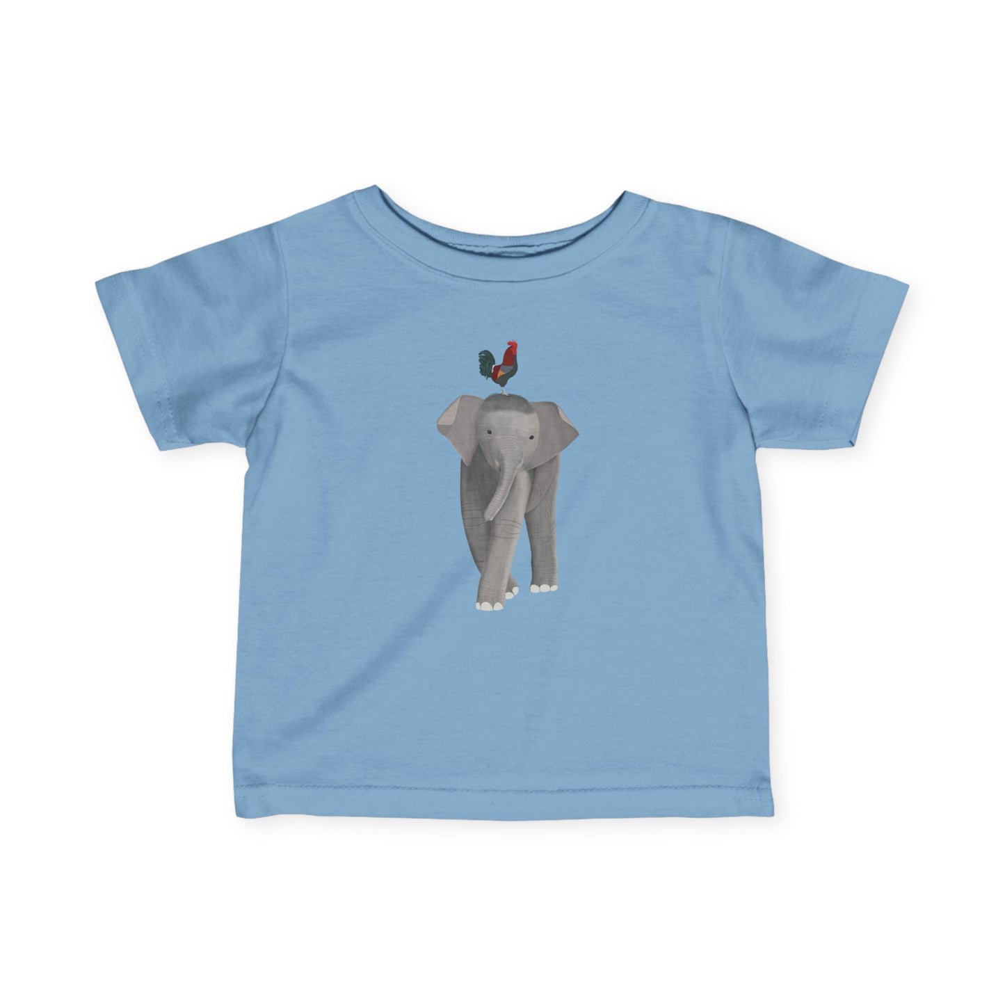 Elephant with Rooster Bird Baby & Toddler T-Shirt