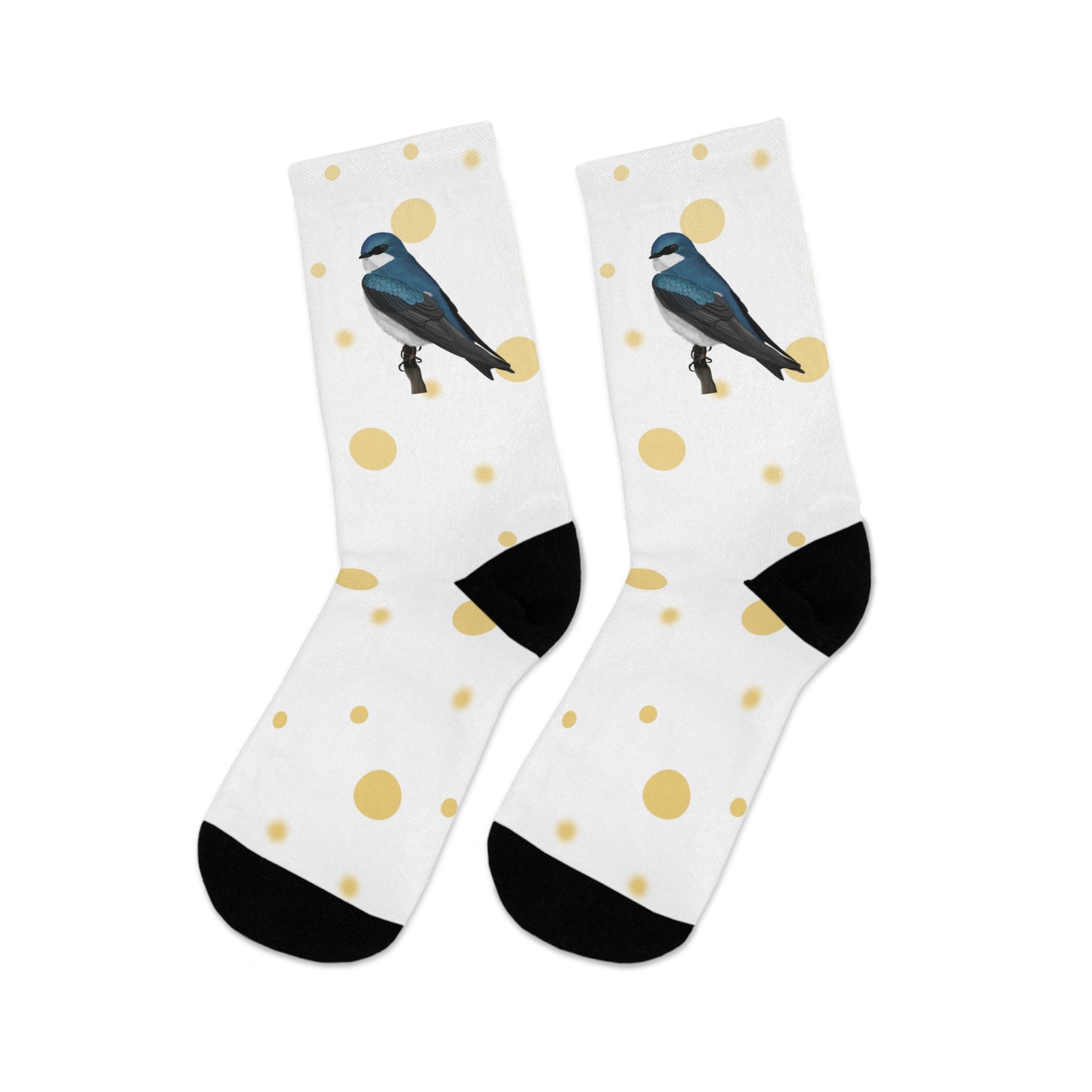 Tree Swallow with Golden Dots Birding & Birdwatching Bird Socks White