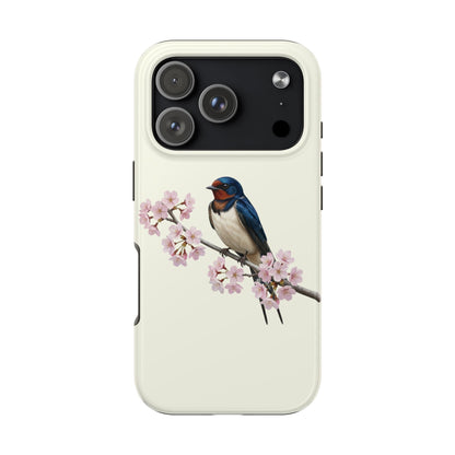 Barn Swallow & Cherry Blossom Tough iPhone Case Creamy White