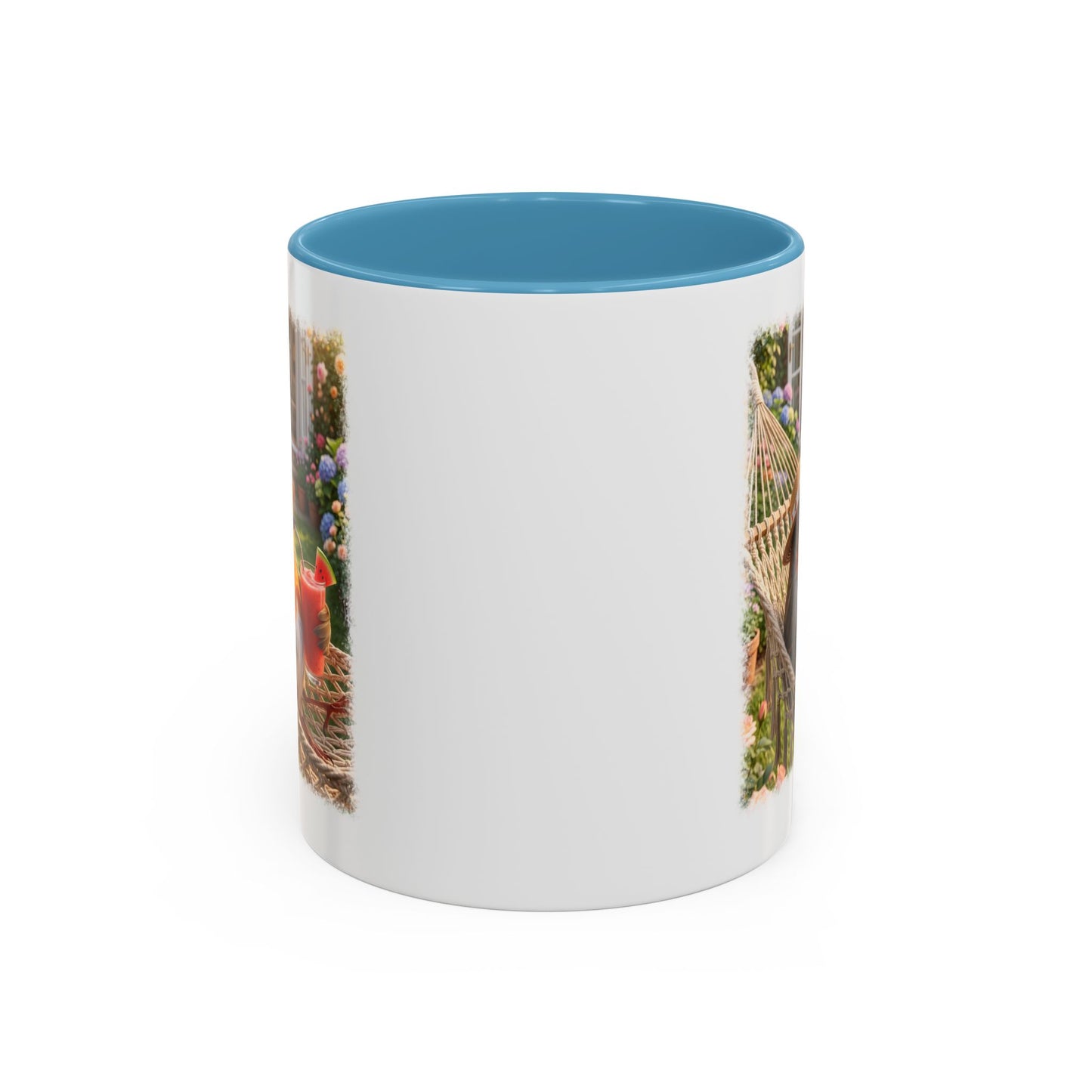 Tasse mit Rotkehlchen Motiv Rosi in der Hängematte für Vogelfreunde