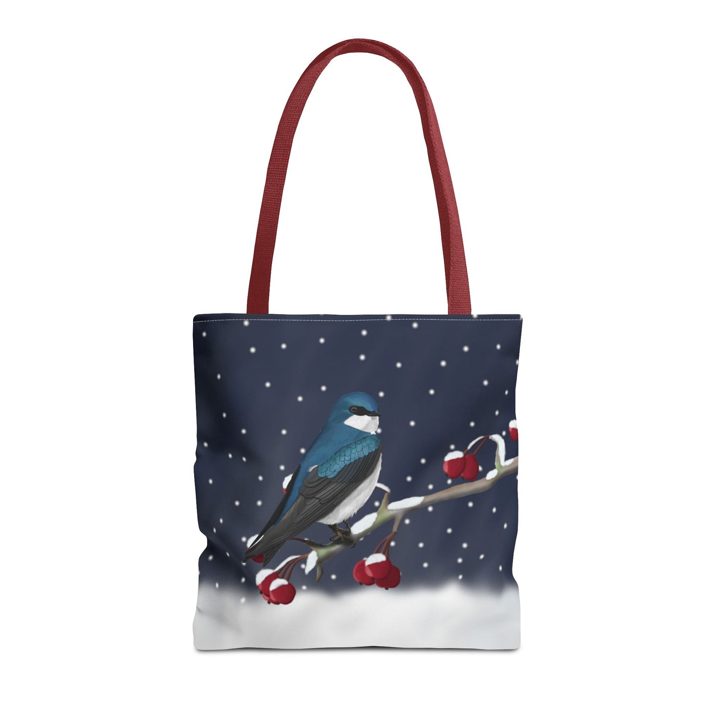 Tree Swallow on a Winter Branch Christmas Bird Tote Bag 16"x16"