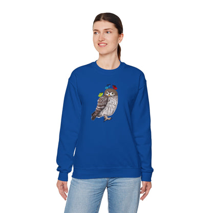 Little Owl with Butterflies Bird Birding & Birdwatching Sweatshirt