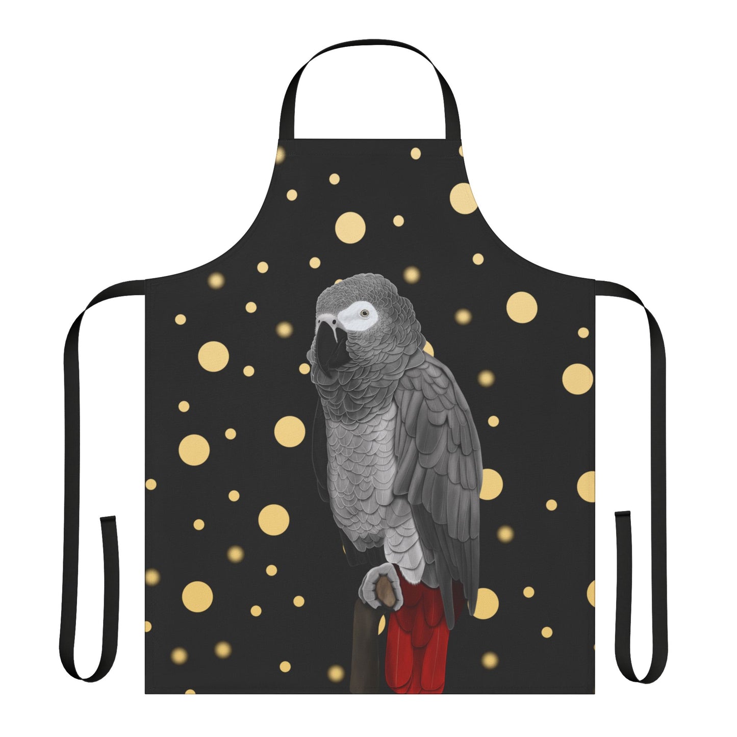 Grey Parrot Golden Dots Birdlover Bird Art Apron Black