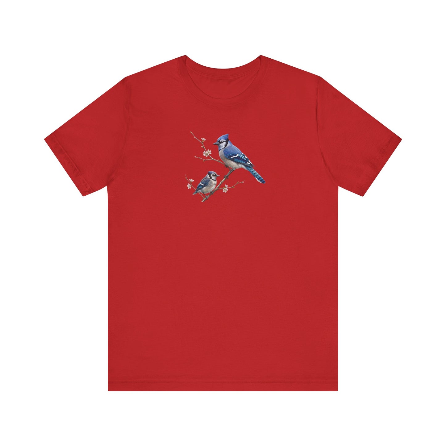 Blue Jay & Fledgling T-Shirt | Spring Blossoms Unisex Graphic Tee