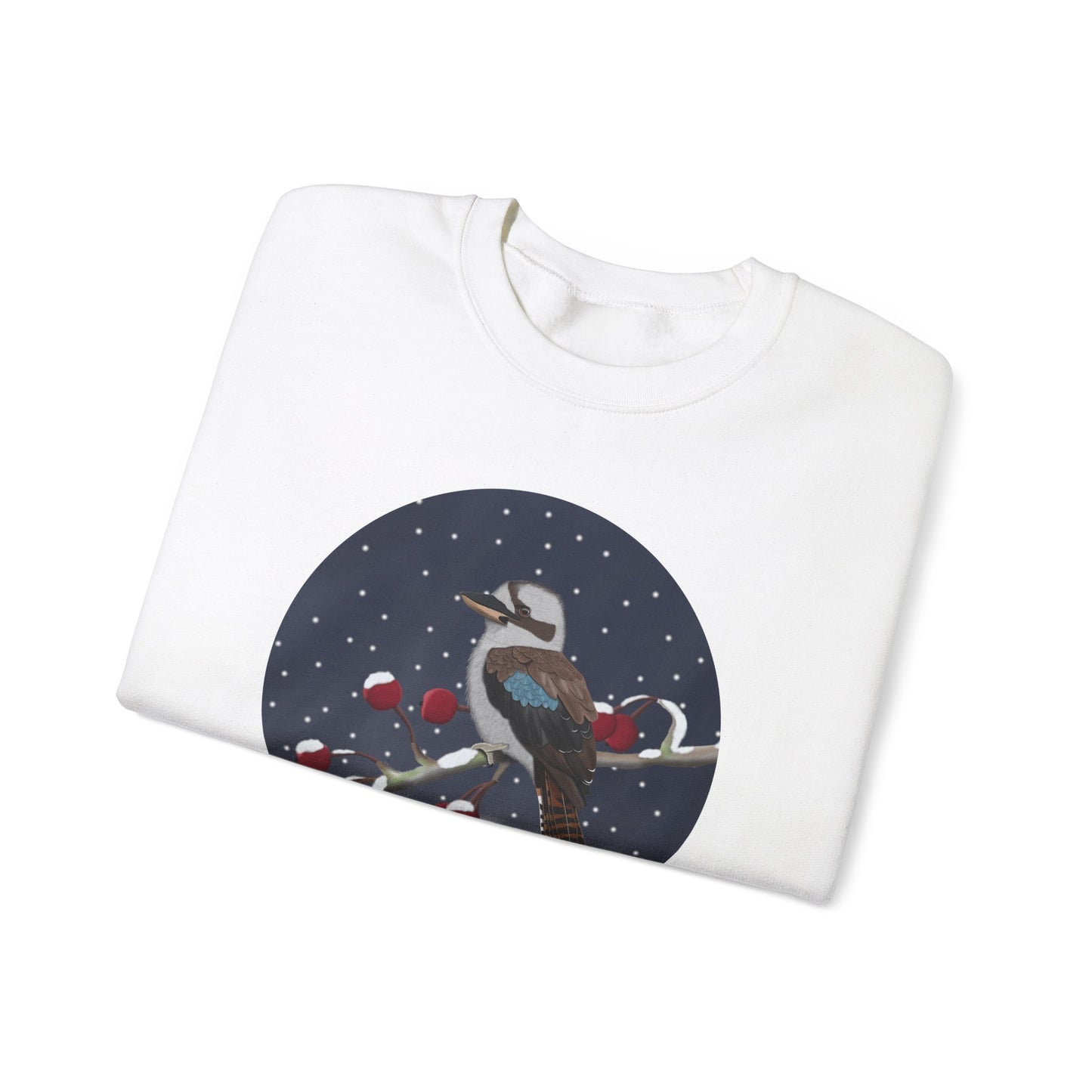 Kookaburra on a Winter Branch Birdwatcher Christmas Bird Sweatshirt