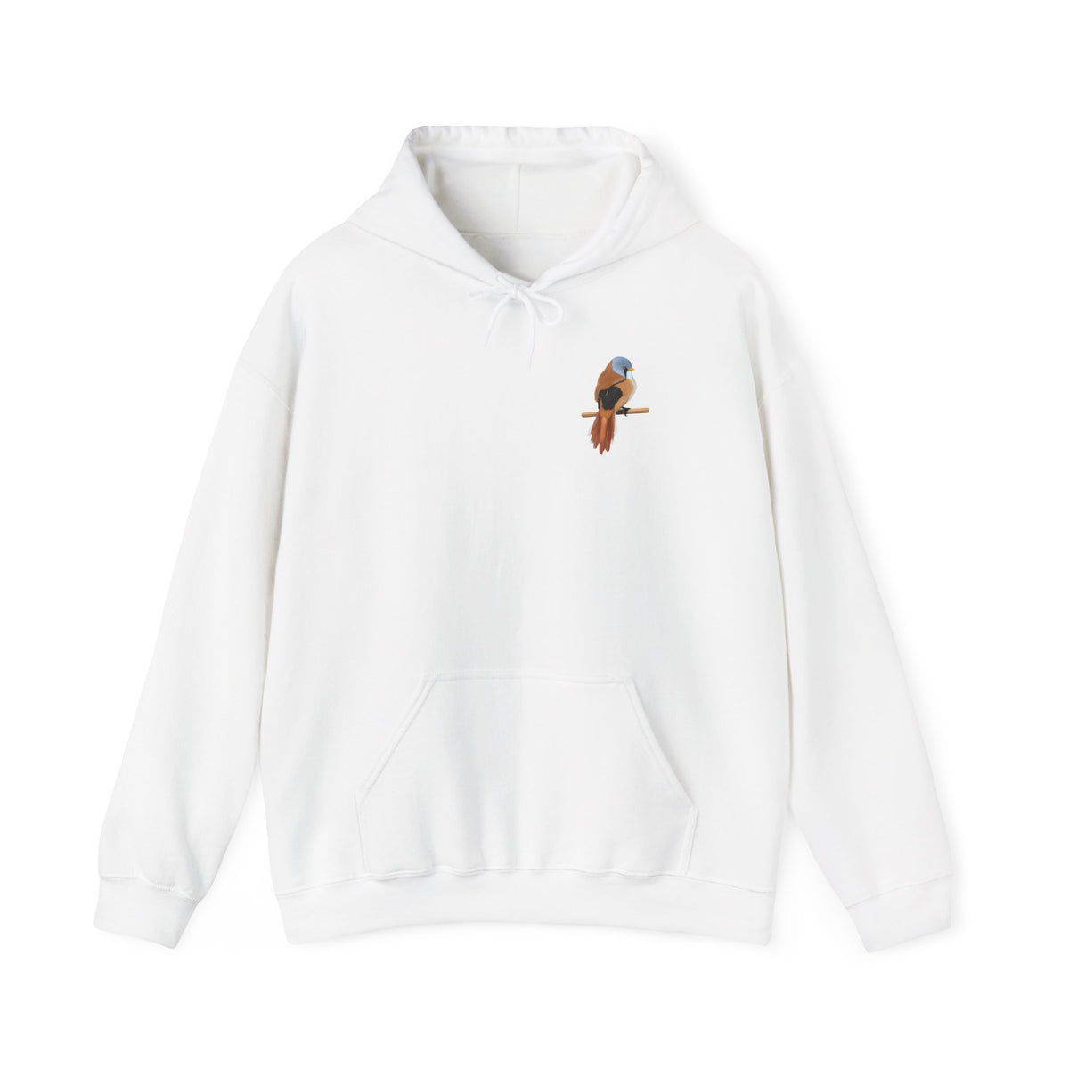 Bartmeise Hoodie – Minimalistischer Kapuzenpullover mit Brustmotiv für Vogelfreunde