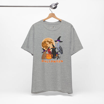 Cardinal Robin Shoebill with Cat and Bunny Halloween Bird T-Shirt