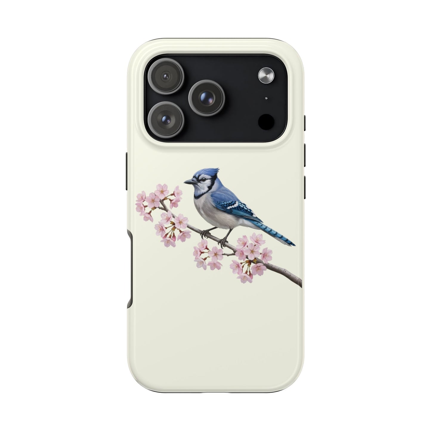 Blue Jay & Cherry Blossom Tough iPhone Case Creamy White