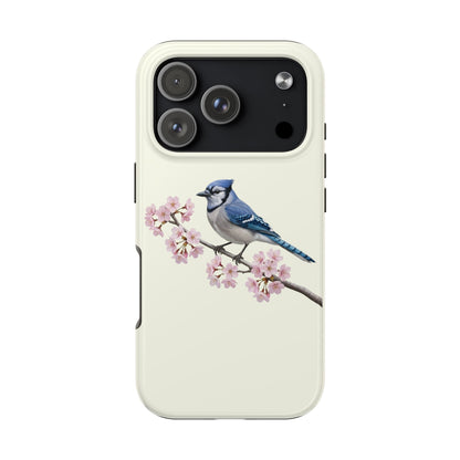 Blue Jay & Cherry Blossom Tough iPhone Case Creamy White
