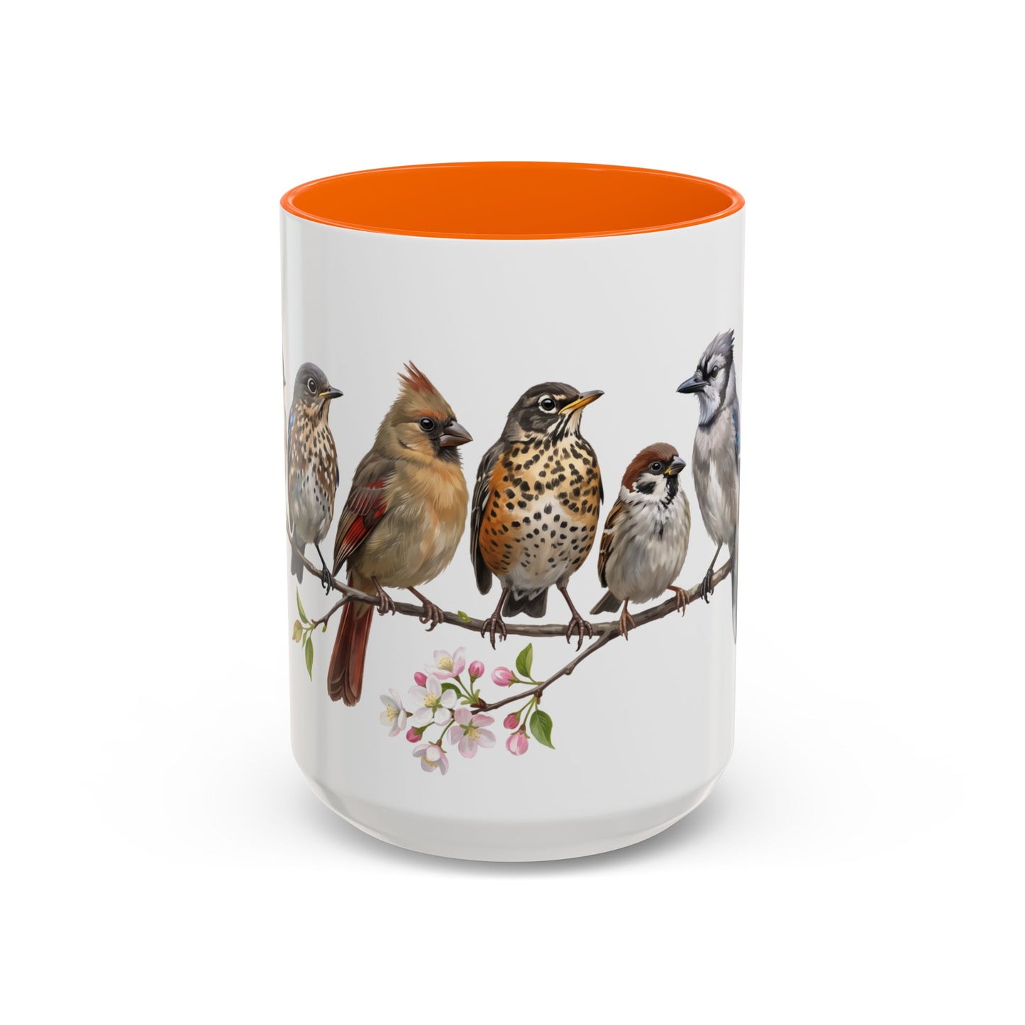 Blue Jay Cardinal Bluebird Little Owl Fledglings Two-Tone Mug | Spring Bird Lover Gift