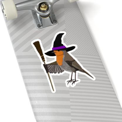 Robin Halloween Witch Hat Bird Sticker