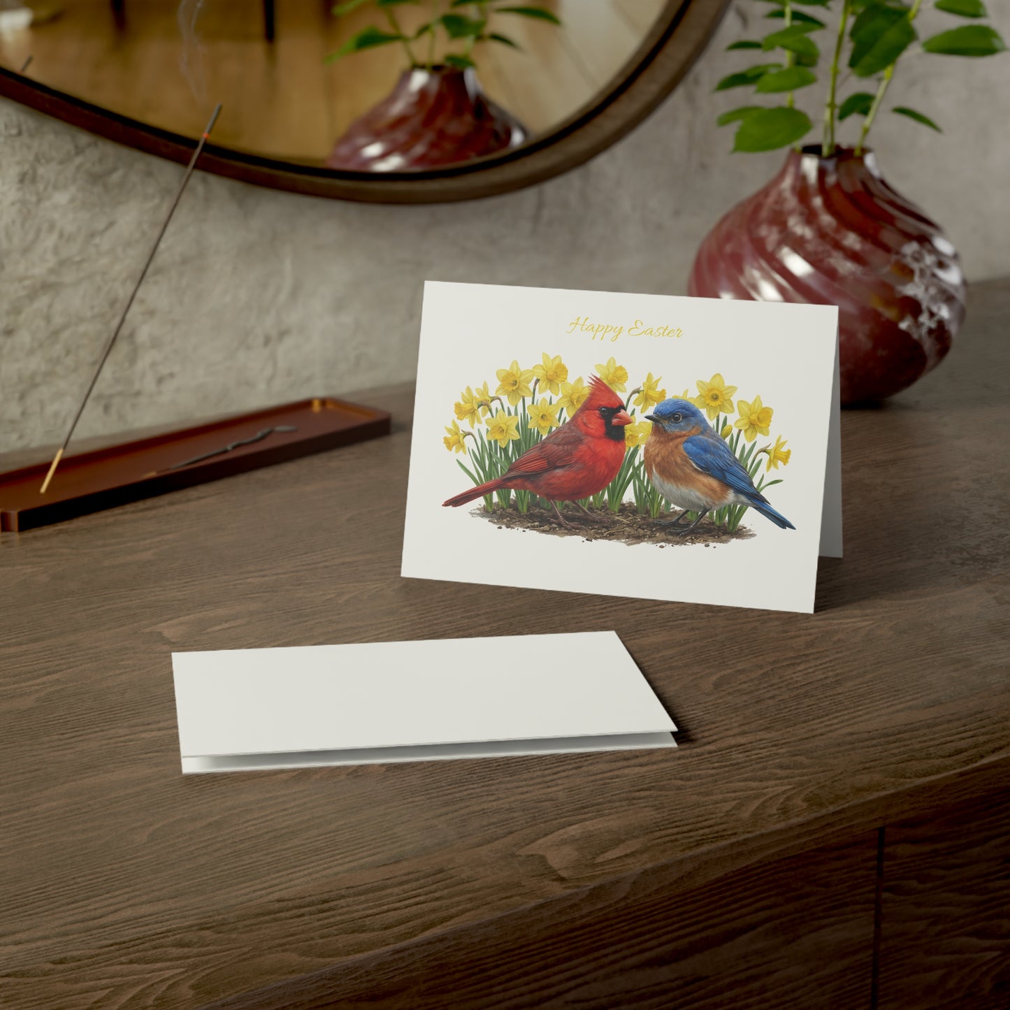 Bluebird and Cardinal Greeting Card – birds blank