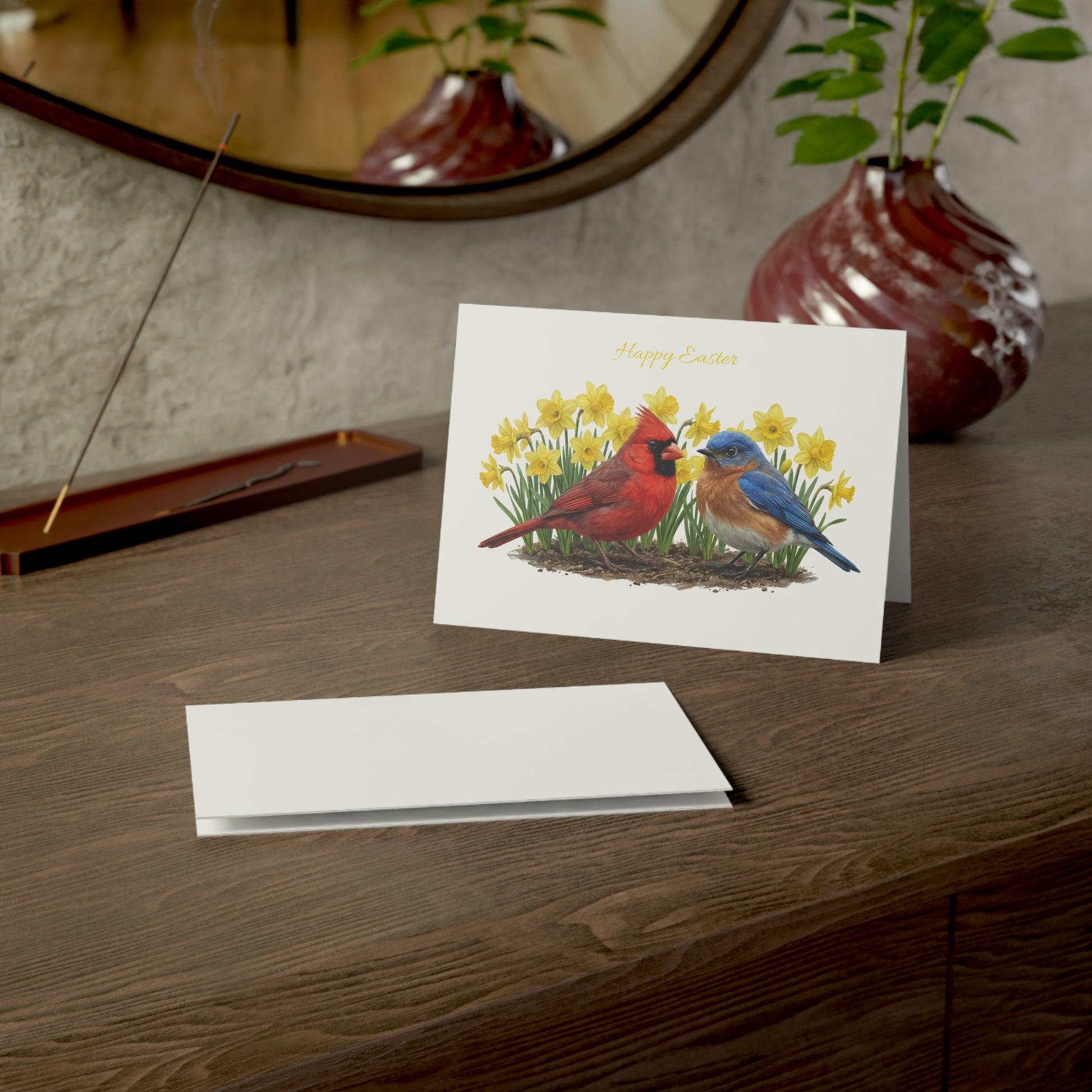 Bluebird and Cardinal Greeting Card – birds blank