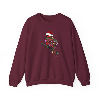 Cardinal with Fairy Lights Santa Claus Christmas Bird Sweatshirt