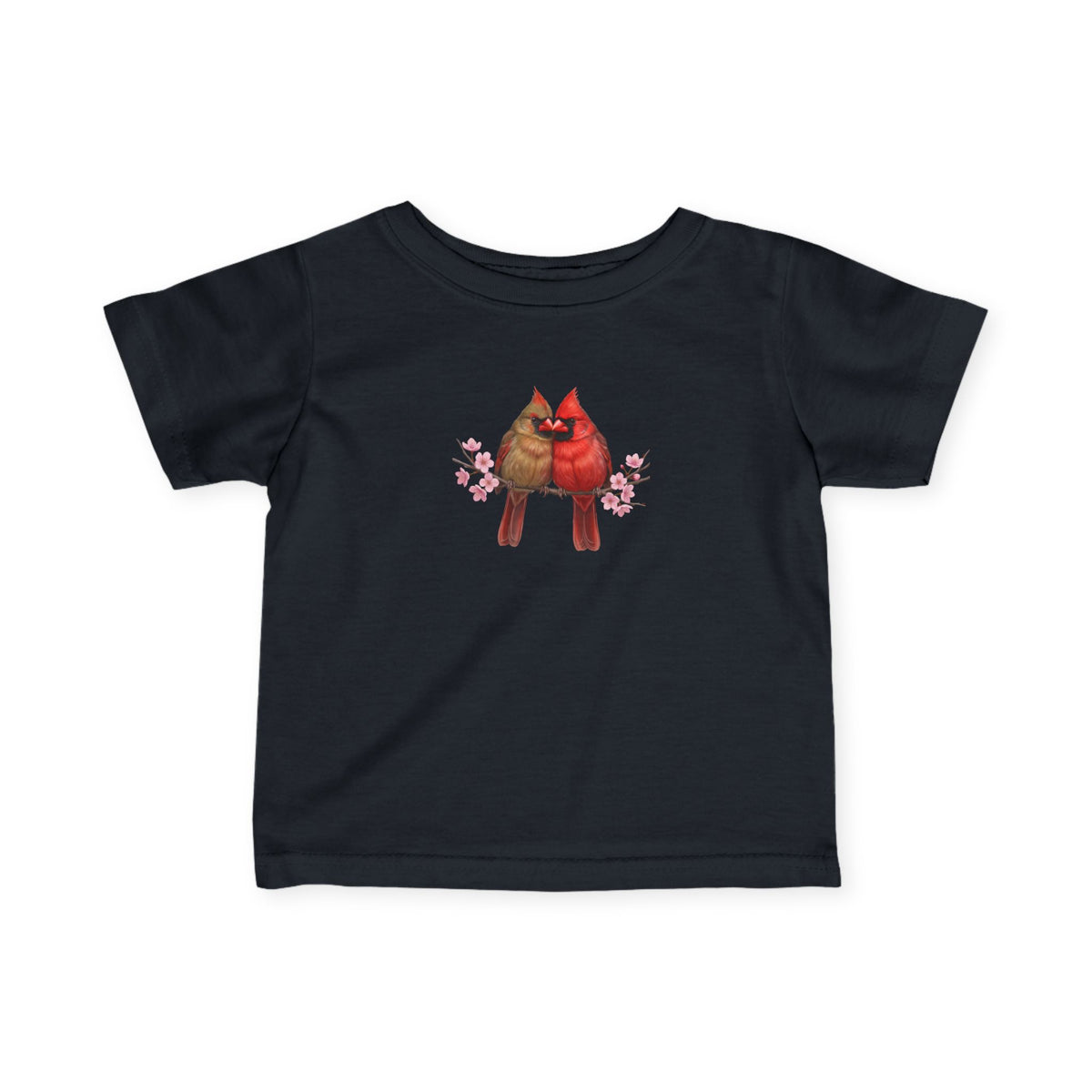 Cardinals on a Branch Cute Bird Baby & Toddler Fine Jersey T-Shirt