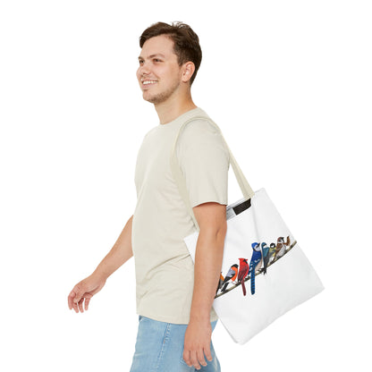Birds on a Branch Tote Bag 16"x16" Blue Jay Cardinal Robin for Bird Lovers