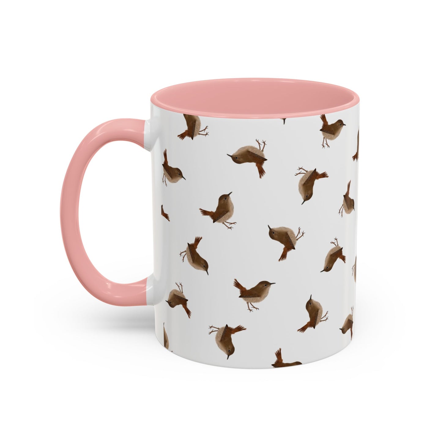Zaunkönig Tasse mit Streumuster | Vogelmotiv Kaffeebecher für Vogelbeobachter & Naturfreunde on Accent Coffee Mug pink