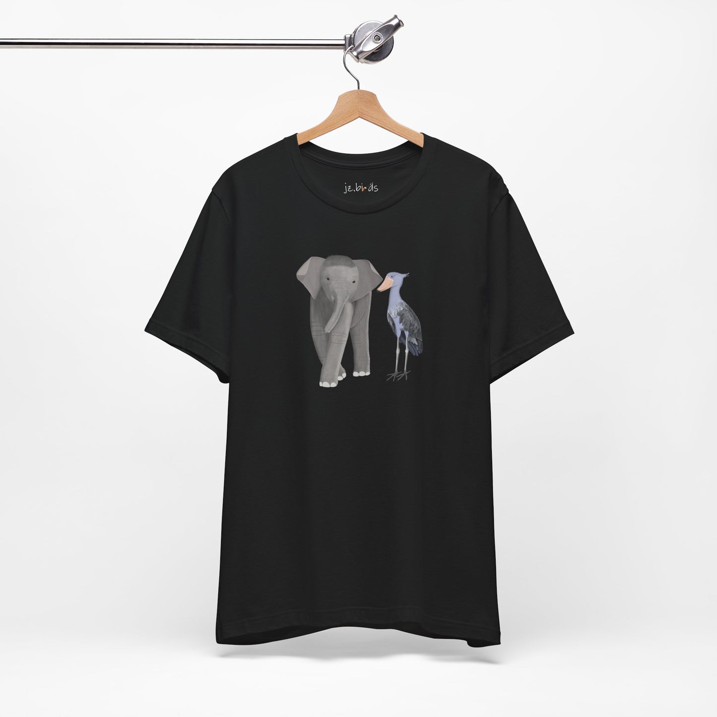 Elephant with Shoebill Bird Birding & Birdwatching T-Shirt