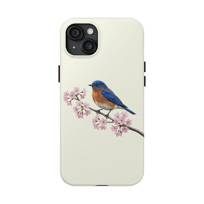 Bluebird & Cherry Blossom Tough iPhone Case Creamy White