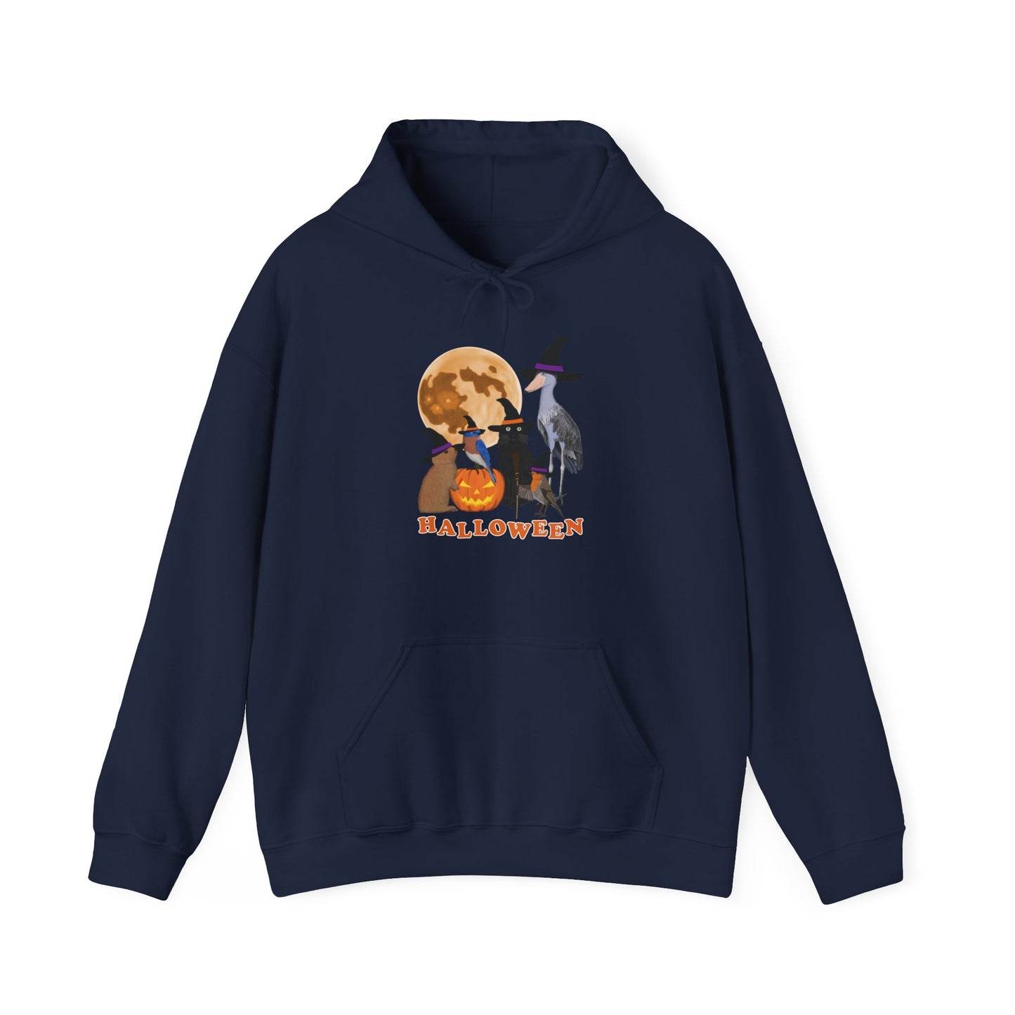 Bluebird Robin Shoebill with Cat and Bunny Halloween Bird Hoodie