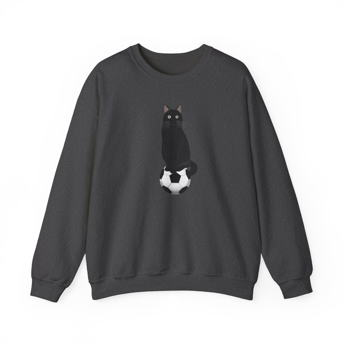 Black Cat with Soccer Cat Lover Sweatshirt