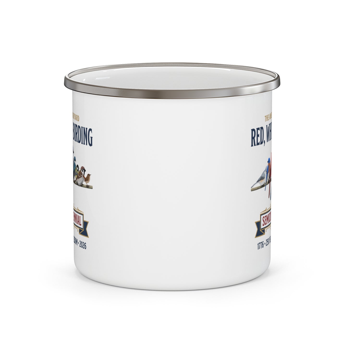 Red, White & Birding Vintage Enamel Camp Mug | 250th Anniversary