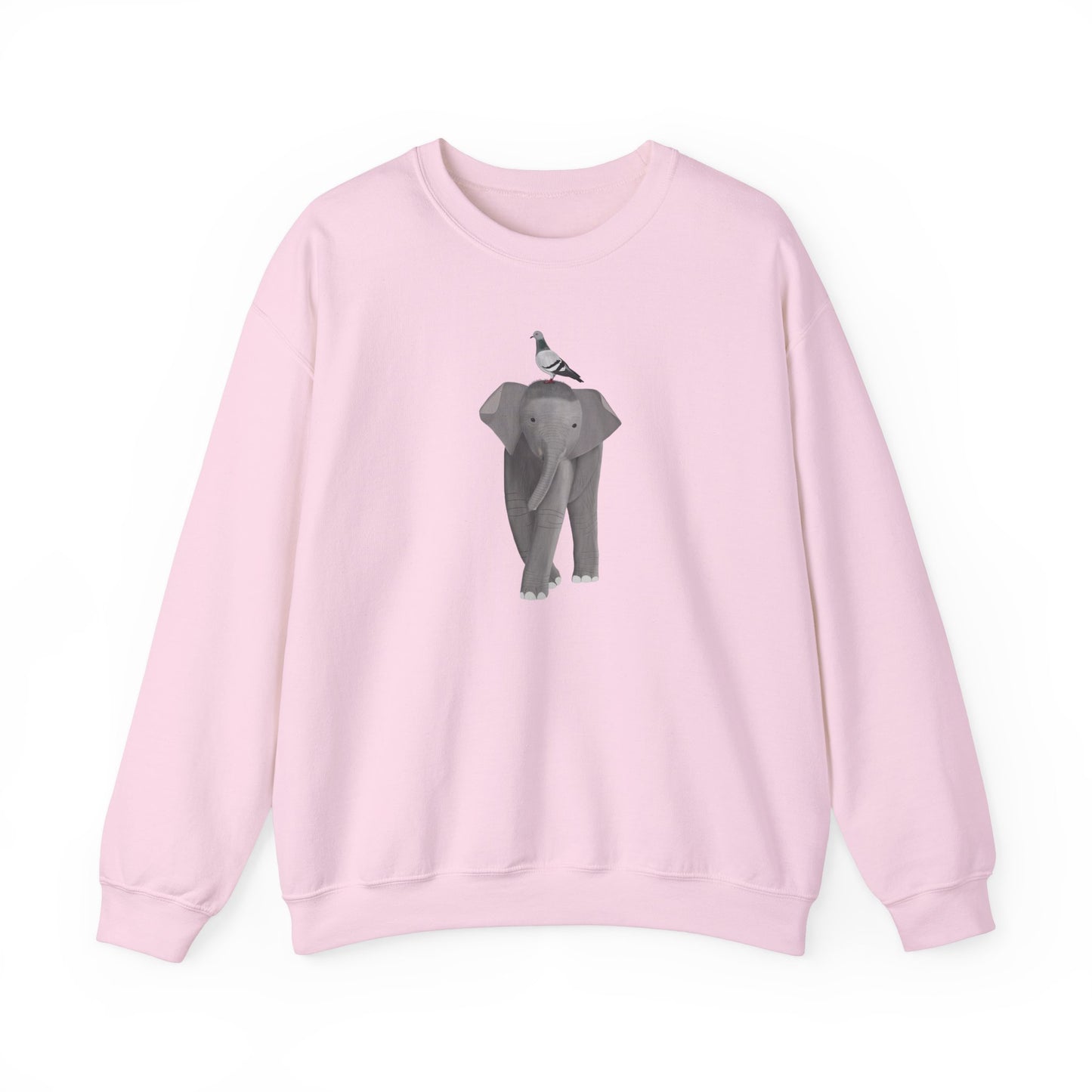 Elephant with Pigeon Bird Birding & Birdwatching Sweatshirt