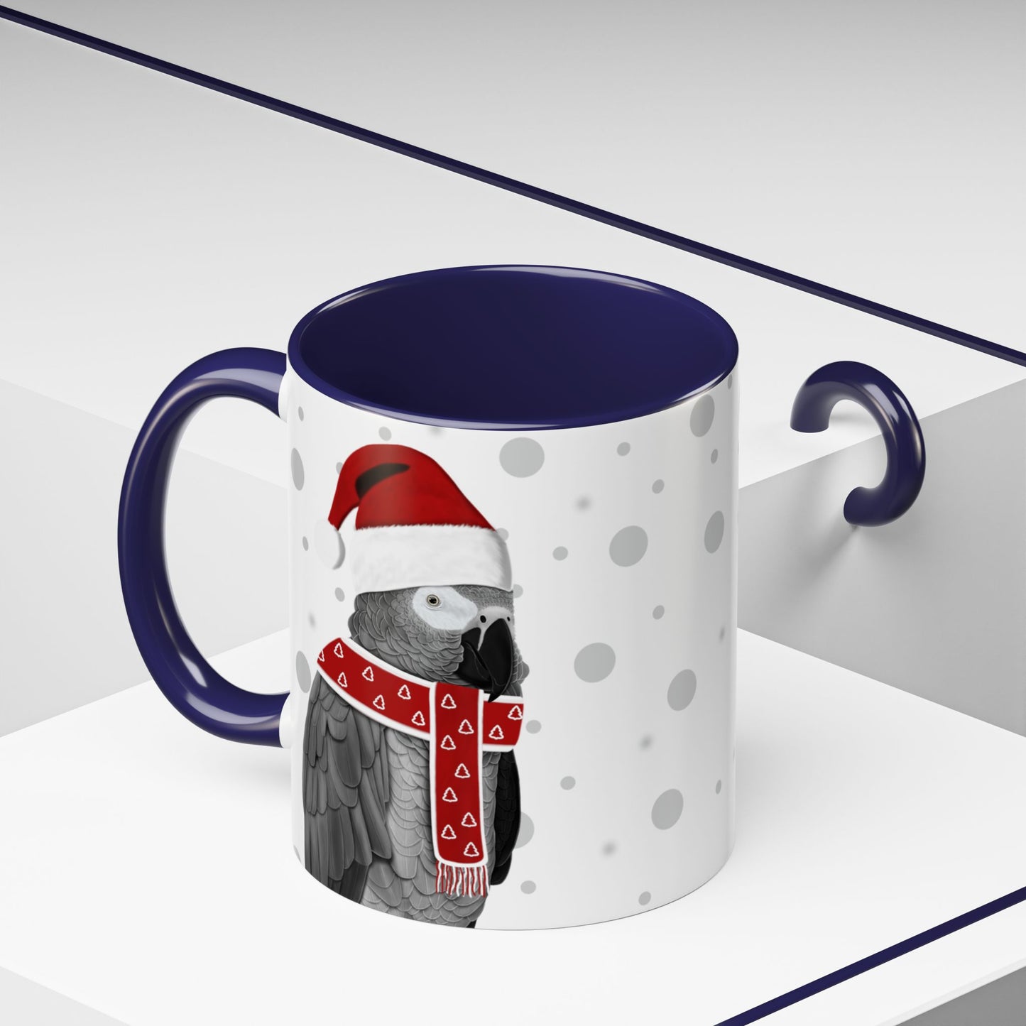 Grey Parrot Christmas Bird Coffee Mug