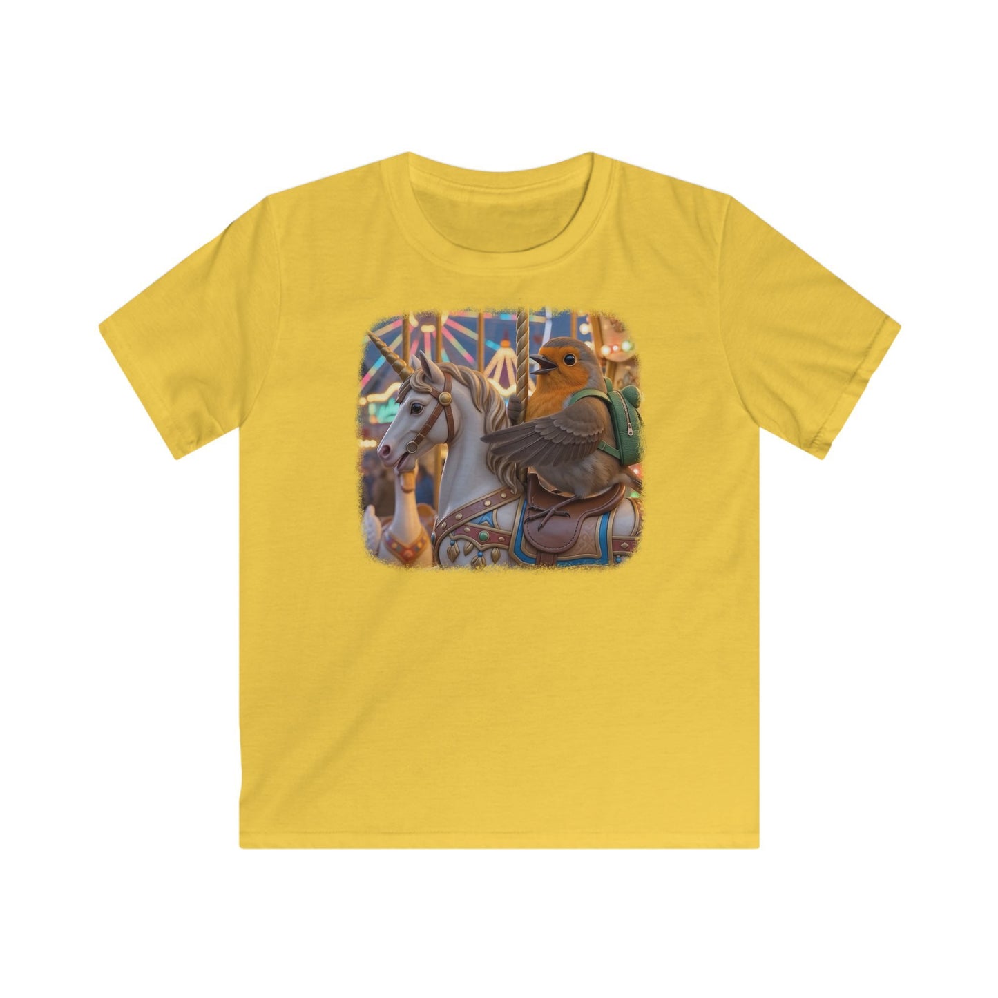 Premium Kinder T-Shirt Rosi Rotkehlchen & das Karussell-Einhorn