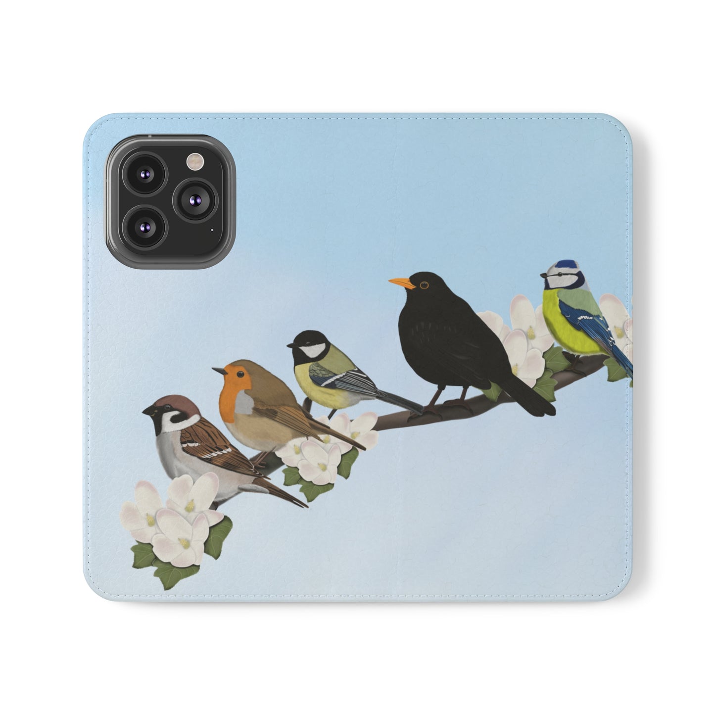 Garden Bird Blackbird Sparrow Chickadee Phone Flip Case