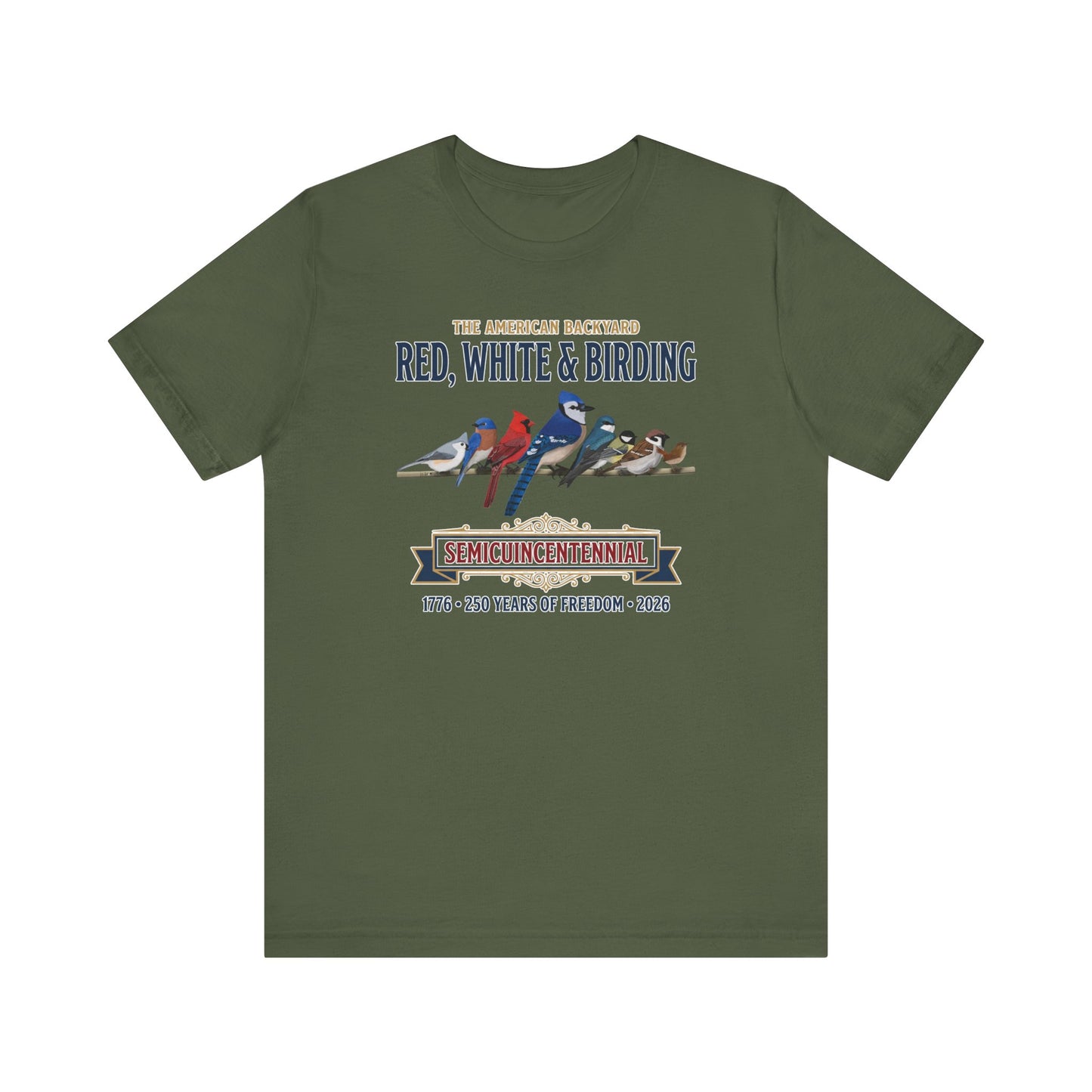 Red, White & Birding Vintage T-Shirt | US 250th Anniversary Backyard Birds