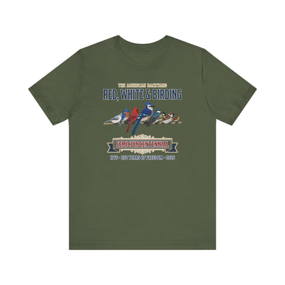 Red, White & Birding Vintage T-Shirt | US 250th Anniversary Backyard Birds